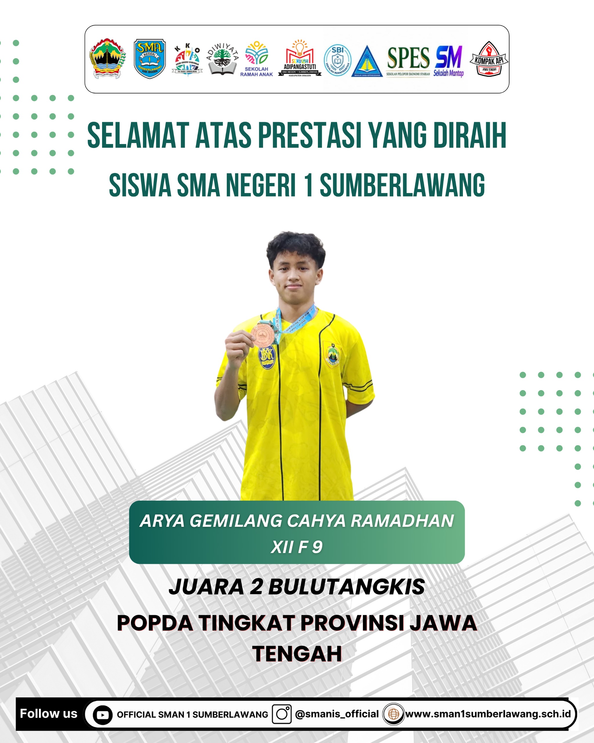 Siswa SMAN 1 Sumberlawang Raih Juara 2 Bulutangkis di POPDA Jateng 2026